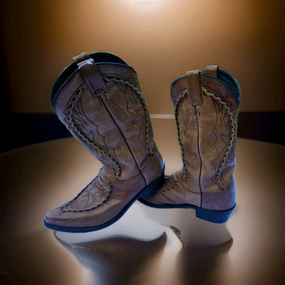 Vintage Dan Post Albany Bucklace Leather Cowboy Boots Size 12D